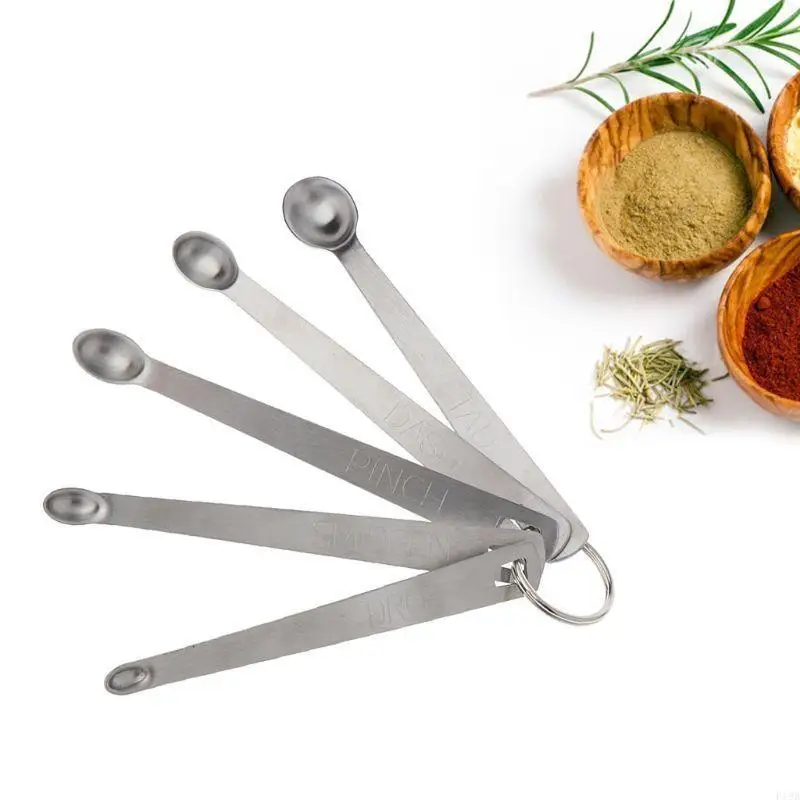 F19B 5pcs/set Stainless Steel Mini Measuring Spoon Durable Home Sauce Cutlery Accesso