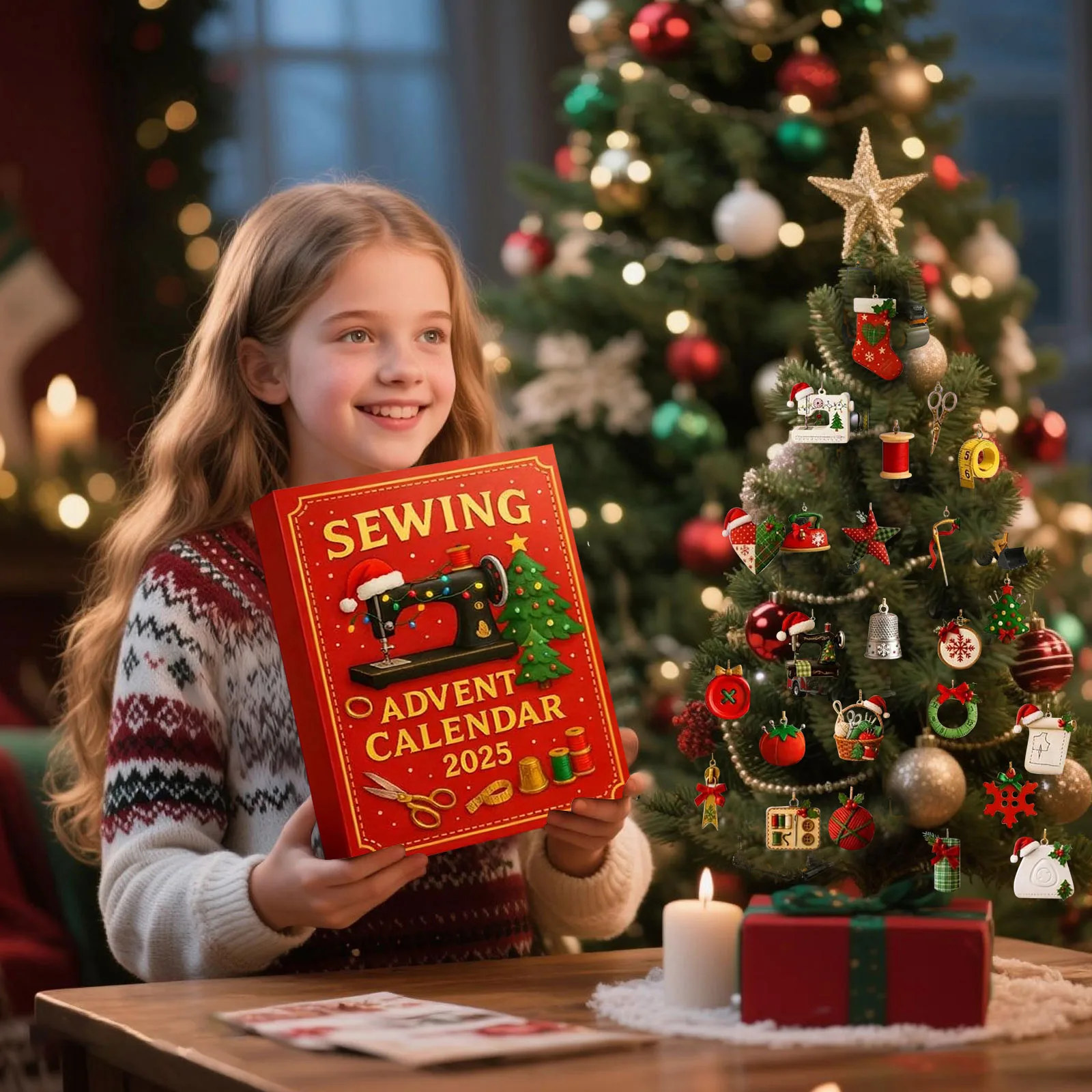 Minuterie de cuisine pour chat, calendrier de l'avent à coudre, 2025 – 24 jours de surprises pour les amateurs de couture |   Minuterie festive de 4 minutes