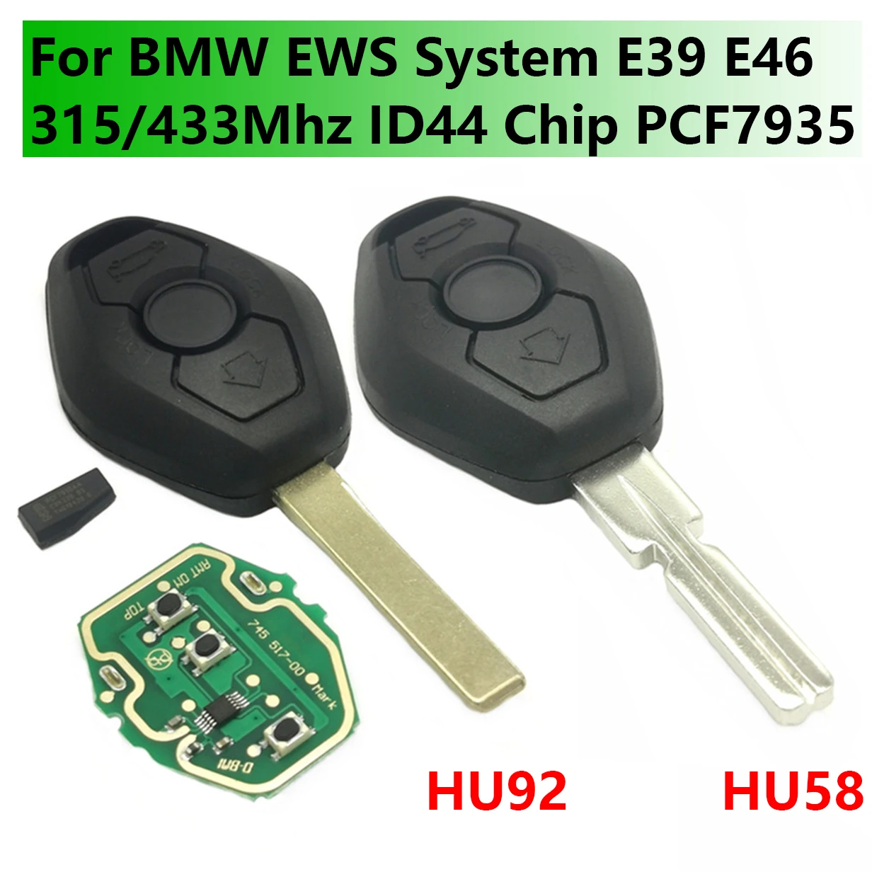 

315/433Mhz with ID44 Chip PCF7935 Chip Auto Smart Car Key Car Remote Control Key For BMW EWS System E38 E39 E46 1 3 5 7 Series