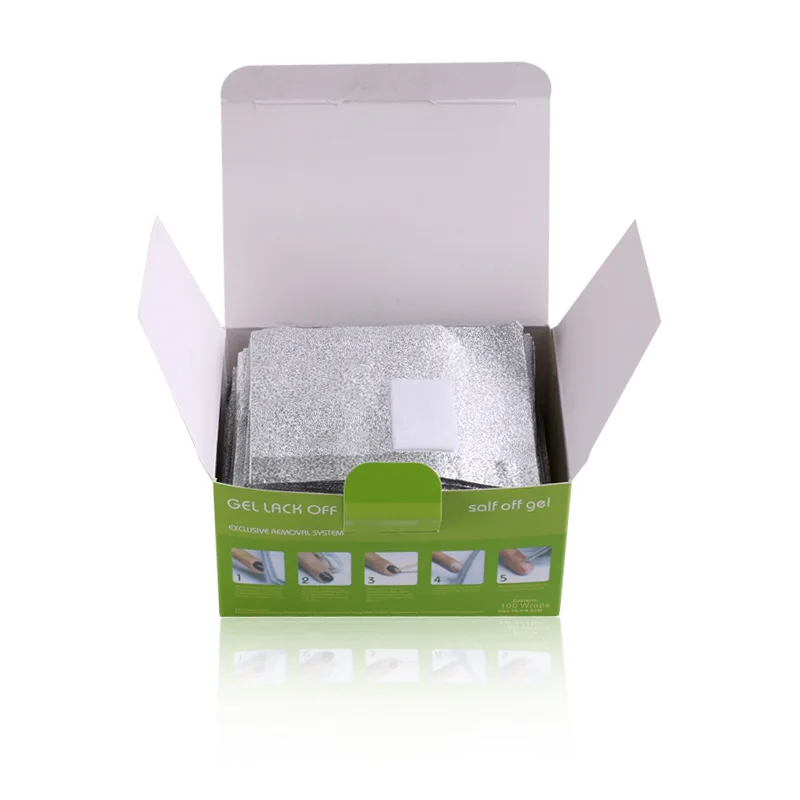 100 قطعة لفائف إزالة طلاء الأظافر بالجيل الألمنيوم مع الأسيتون مستلزمات فن الأظافر أدوات تنظيف إزالة النقع لأدوات صالون