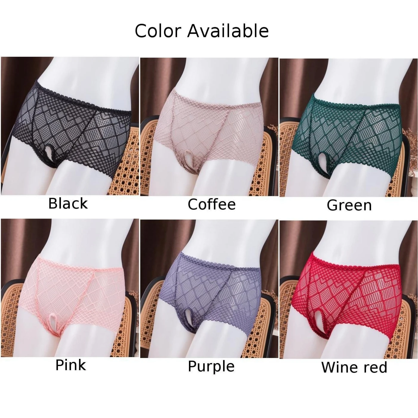 مثير النساء الدانتيل الملاكمين Crotchless سراويل شفافة الصلبة الورك رفع الملابس الداخلية منتصف الارتفاع التنفس سيور إغراء المثيرة ملخصات