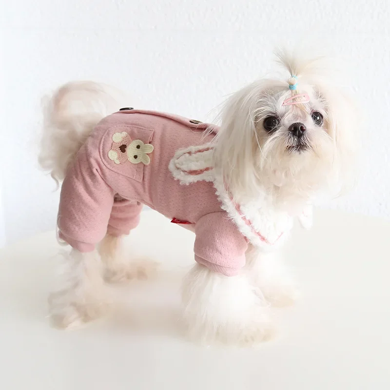 Rabbit Ears Shape Lapel Four-legged Clothes Autumn and Winter  Dog Clothes