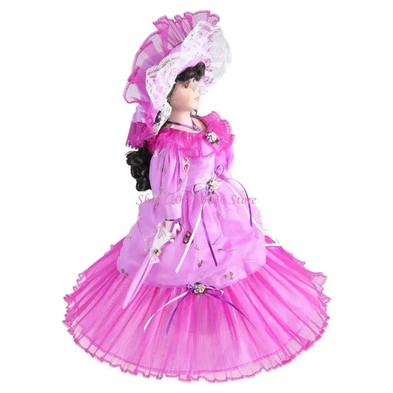 R6FD 16INCH VICTORIAN PORCELAIN DOLL DOLL ตุ๊กตาหญิงสำหรับห้องพักของขวัญที่ดีสำหรับเด็ก ๆ