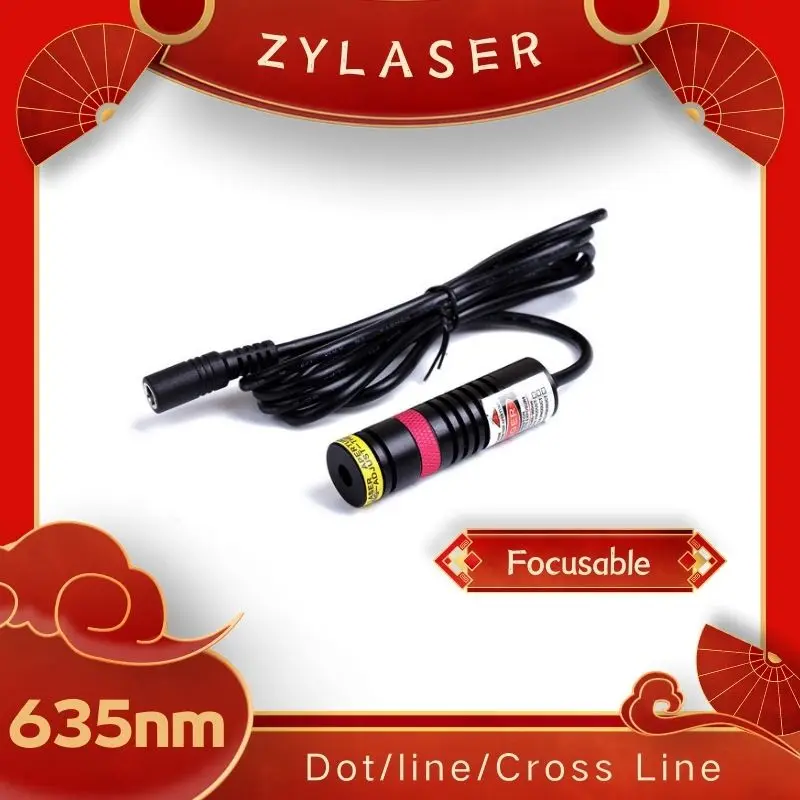 

Dot/Line/Cross Focusable 635nm Red Laser Diode Module Locator 18X65mm with Adapter & Holder for Positioning Cutting