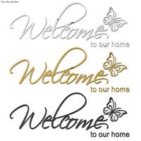 Acrylic Mirror Wall Stickers Welcome to Our Home English Letters Wall Stickers Home Art Decor Decal for Door Entrance Living