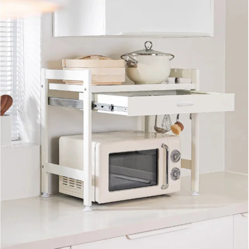 

Nordic Wind Kitchen With Drawer Microwave Rack Countertop Oven Storage Rack Air Fryer Rice Cooker Storage System