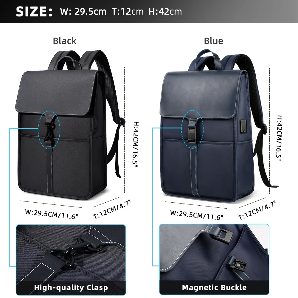 HcanKcan Business Vintage Men\'s Backpack Waterproof Large Capacity 15.6“Laptop Pack USB Charging School Teenager School Backpack