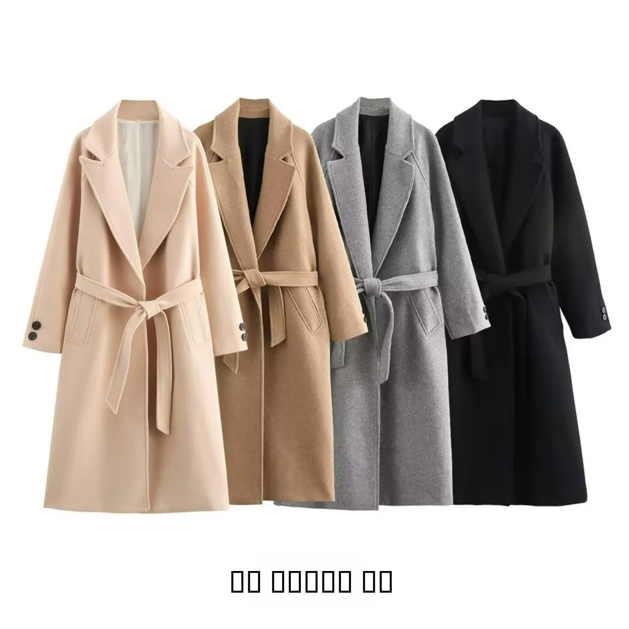 

Ele Long Woolen Coat for Women with Belt Cross-Border Sle Faionable Ladies' Premium Quali Winter Outerwear
