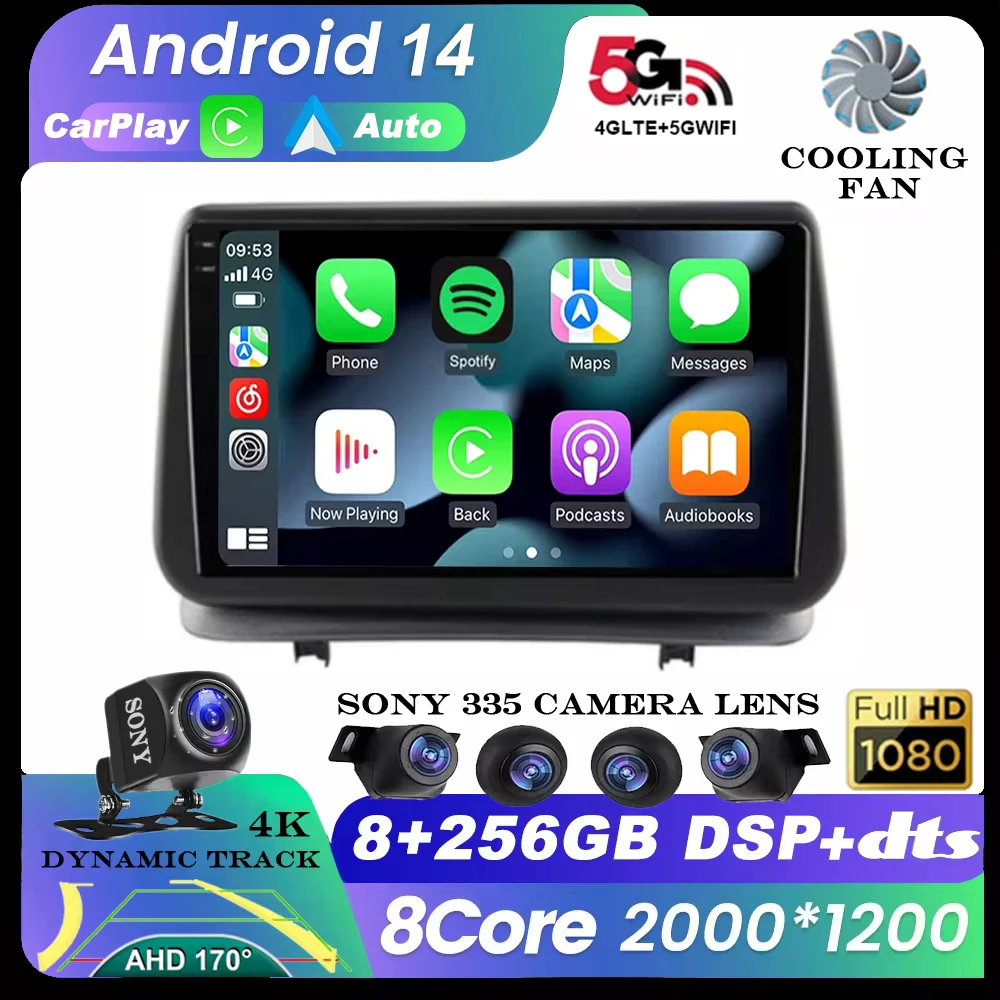 

Android 14 QLED для Renault Clio 3 CLIO 3 2005-2014 WIFI + 4G автомобильный радиоприемник навигация GPS авто Carplay стерео видеоплеер 360 камера