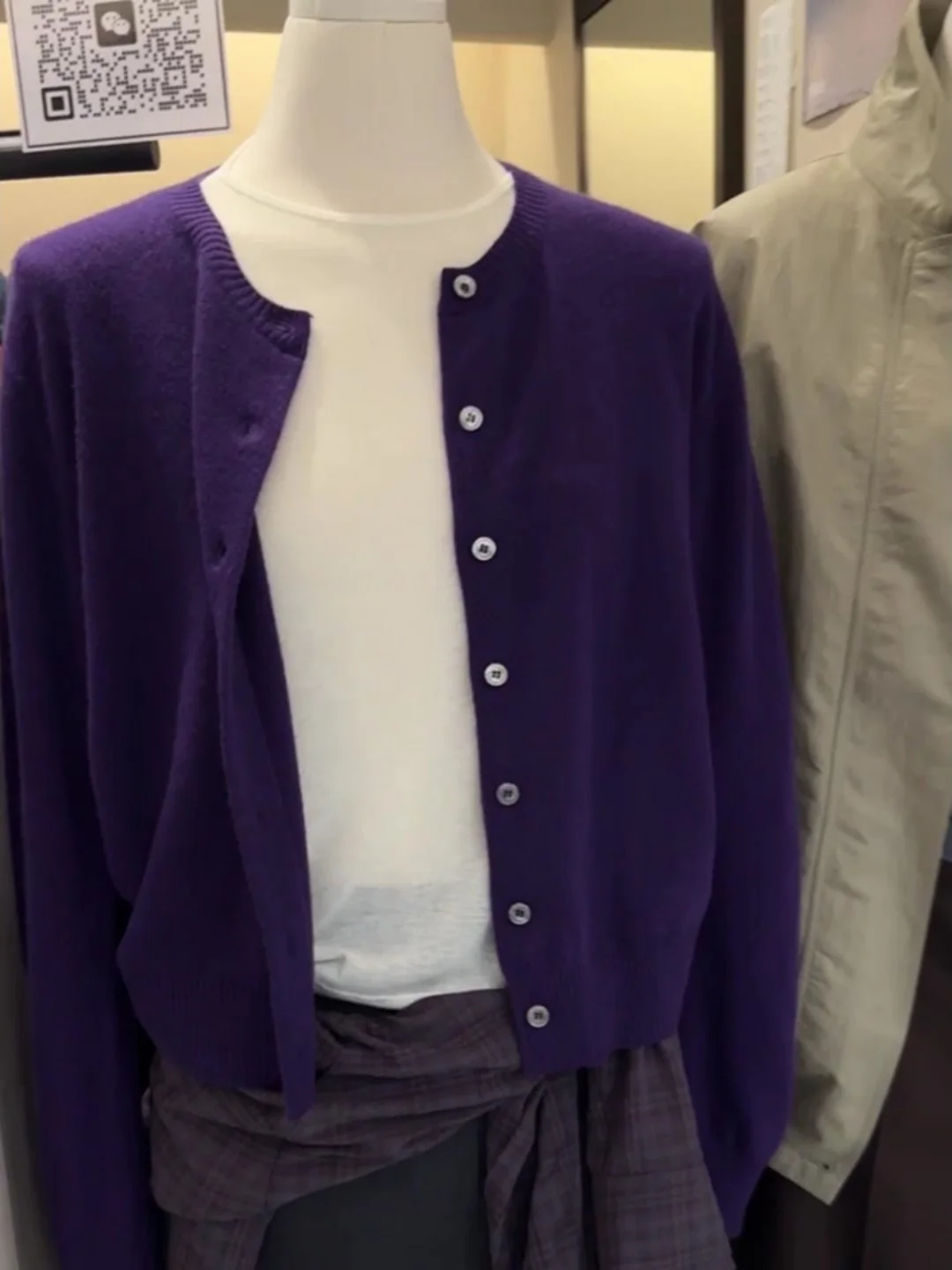 Sli Lila runder Ne-Strickpullover-Mantel für Damen, Herbst und Winter, High-End-Feeling, lässig, Faion, weich, mitteldünn, lang...