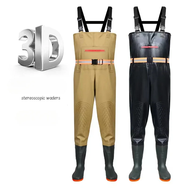 Thickened Underwater Pants Rain Pants with Rain Shoes Full Body One-piece Waterproof Clothing Catching The Sea Equipment
