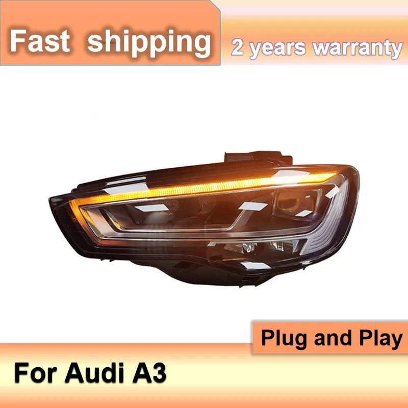 اكسسوارات السيارات لأودي A3 رئيس مصباح 2013-2016 A3 المصباح عالية DRL بدوره إشارة منخفضة عالية شعاع العارض عدسة #2