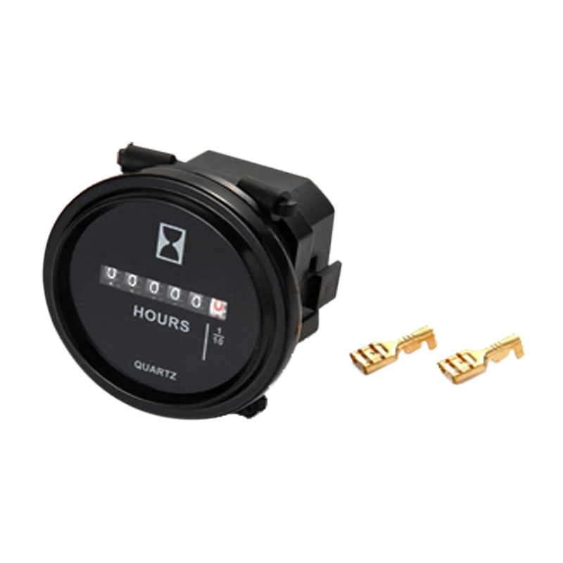 Snap in Hour Meter Round LCD Hour Meter Quartz Hour Meter AC110-250V for Fork Cart Boat Tractor Generator Engine Mower