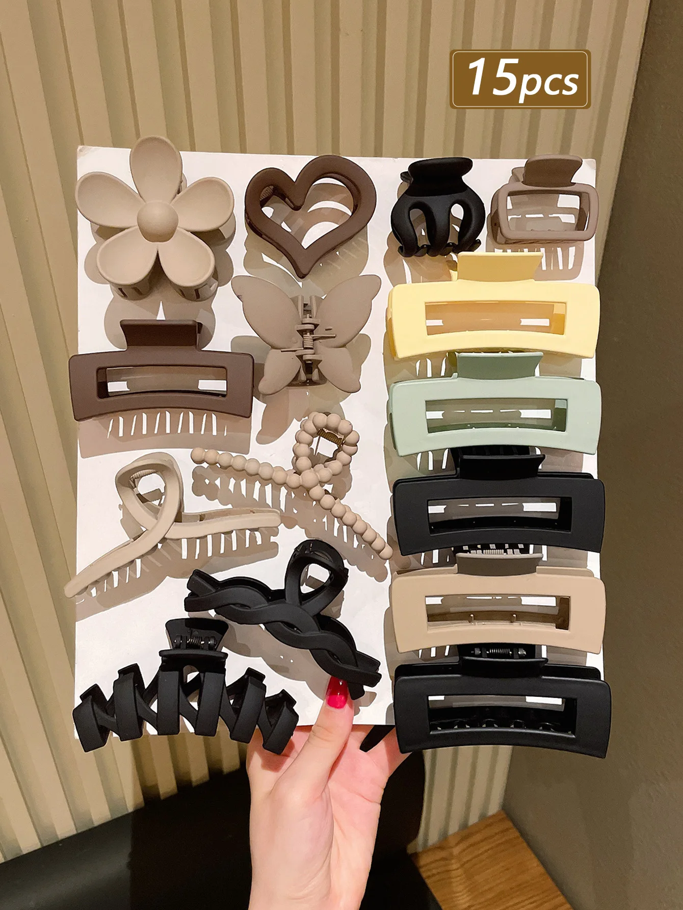 15Pcs Matte Hair Claw Clips Set, Multi-style Shark Clips, Non-slip Hair Accessories for Women Girls