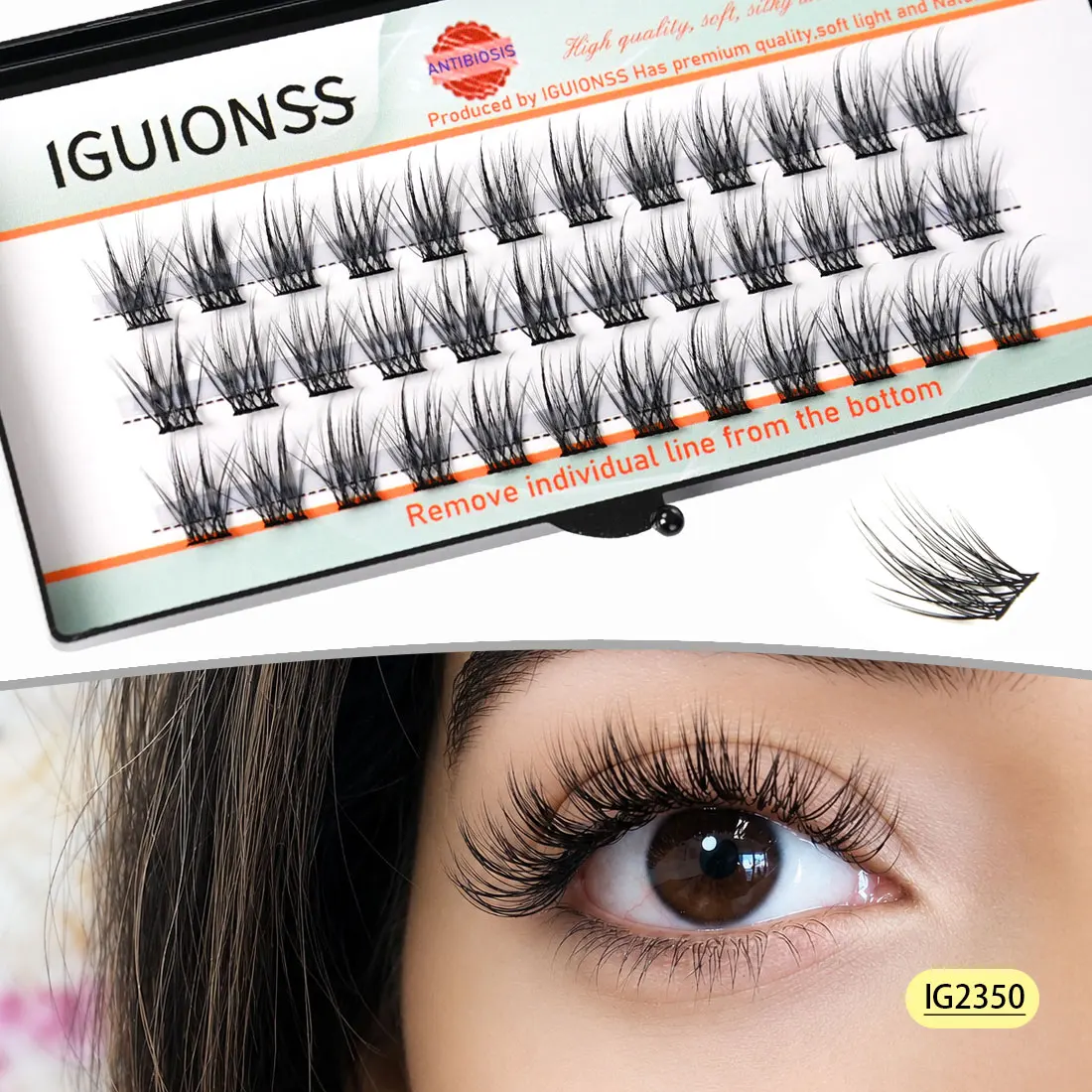 Extensión de pestañas postizas segmentadas IGUIONSS, herramientas de maquillaje de pestañas individuales naturales DIY, pestañas suaves y fáciles de operar