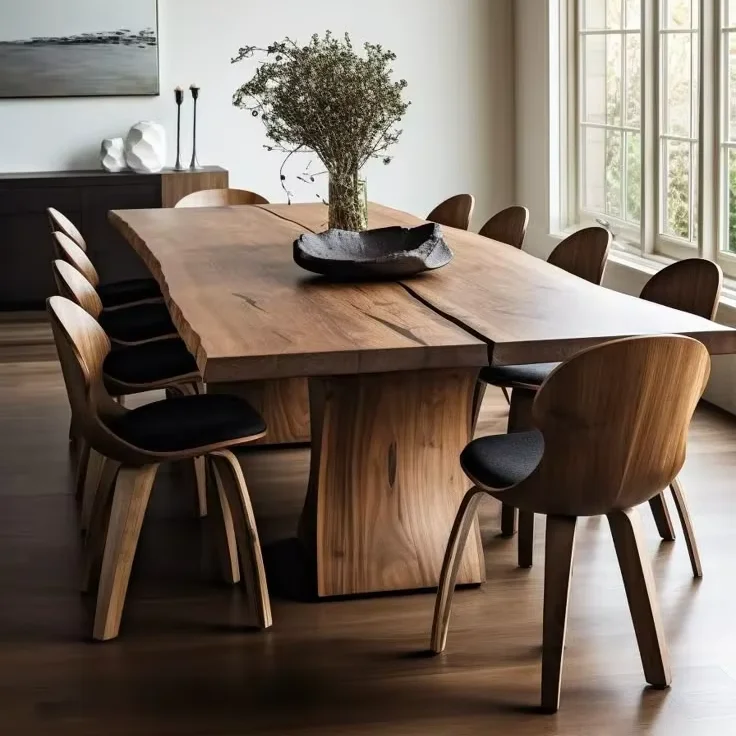 

Modern furniture South America walnut natural shape table top live edge wood slab dining table