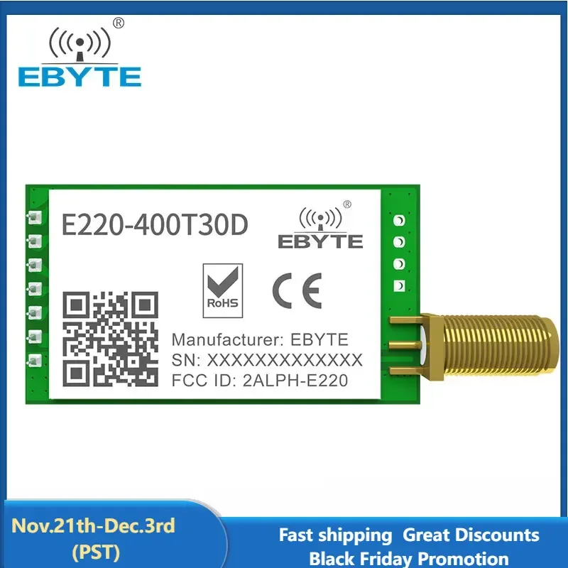 LoRa LLCC68 433MHz Wireless Module 470MHz 30dBm Long Range 10km RSSI EBYTE E220-400T30D SMA-K DIP UART Transmitter Receiver