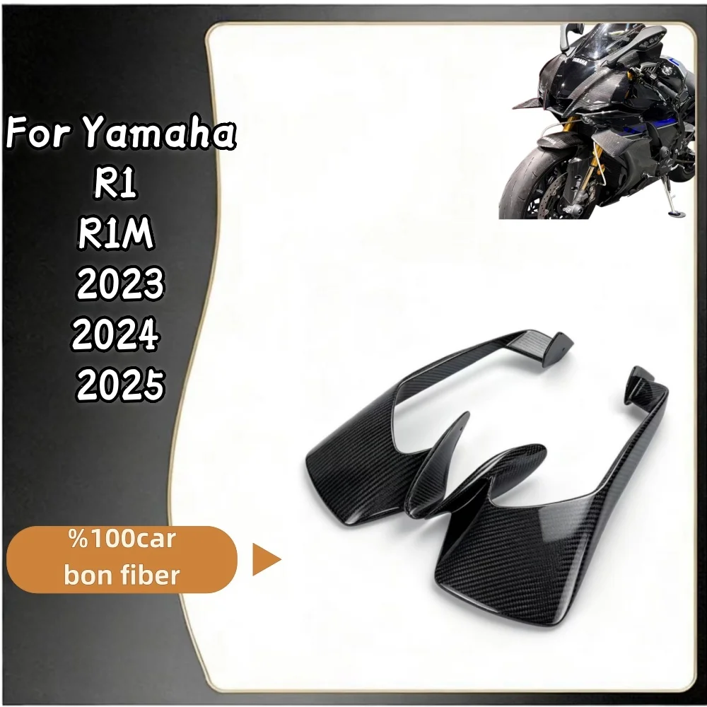 FOR Yamaha R1 R1M 2020-2025 Fairing fixed wing Moto Parts 100% real carbon fibre Winglets spoiler Wings Front Installed By Bolts