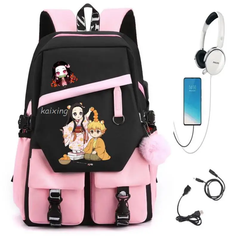 Hot Kamado Nezuko Demon Slayer Students Backpack Teenagers Girls Boys Waterproof shoulder travel bag oxford School Bags Bookbag