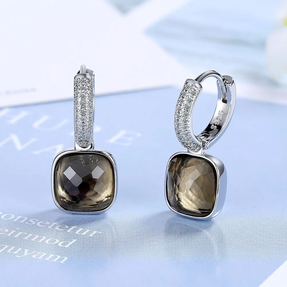 Bugalaty New Fashion Women orecchini Square Cubic Zirconia Ear Drops Hoops Ear Studs ciondola per regalo di gioielli femminili