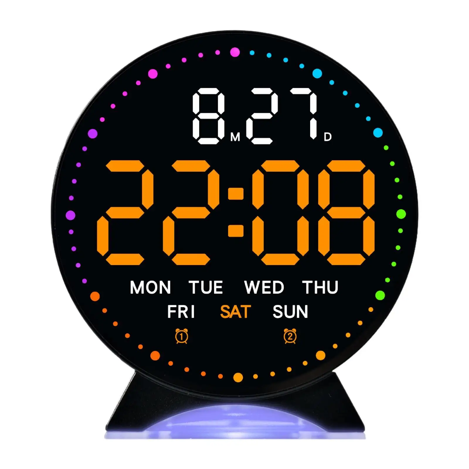 Silent Digital Desk Clock Modern LED Display Adjustable Brightness for Bedroom Bedside Nightstand Living Room Use