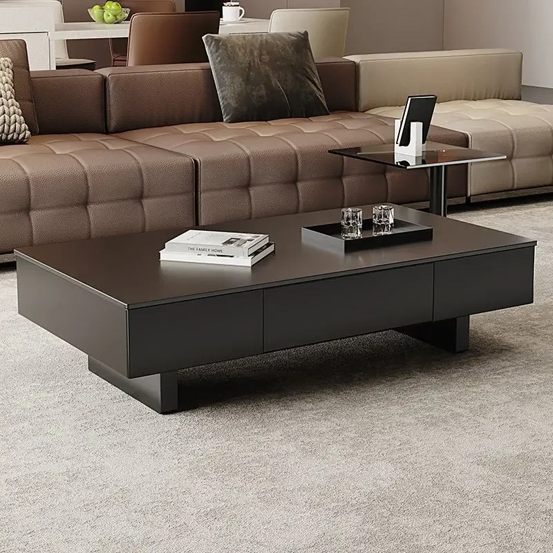 Italian rectangular rock slab advanced light luxury coffee table combination small apartment modern simple living room