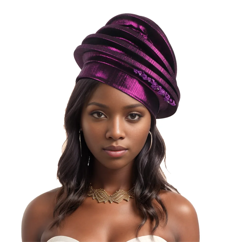 Afrcian Headties Spiral Beret for Women Flower Head Wraps Female Turban Already Made Nigeria Headpiece Wedding Party Auto Gele