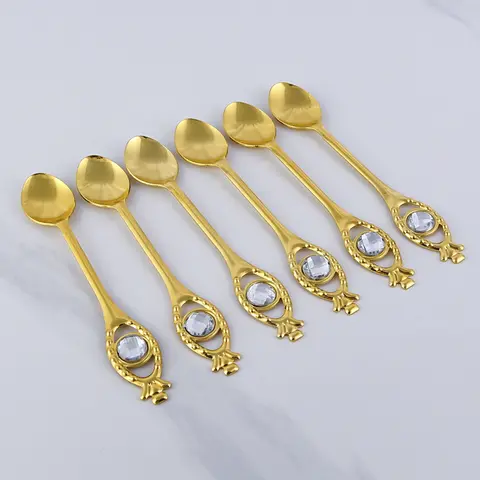 6피스 크리스탈 아이 스푼 세트, 커피 스푼, 디저트 과일 스푼, 축제 테이블 스푼. Best5