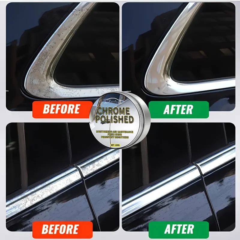 Universal 100g Multi-Purpose Chrome Plating Repair Paste - Powerful Polishing Agent for Door Handles, Bumpers, Pedals, Trim Stri