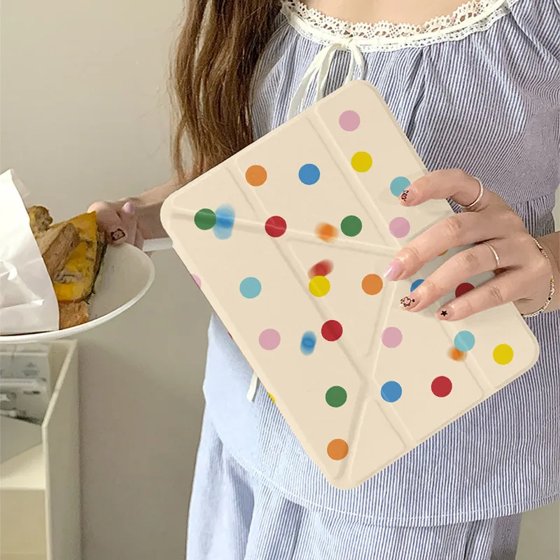 Colorful Polka Dots Tablet Case For iPad Pro 11 12.9 13 8.3 M4 M5 9.7 10.2 5/6th 7/8/9 10/11th Mini 6 7 Air 3 4 5 6 Stand Cover