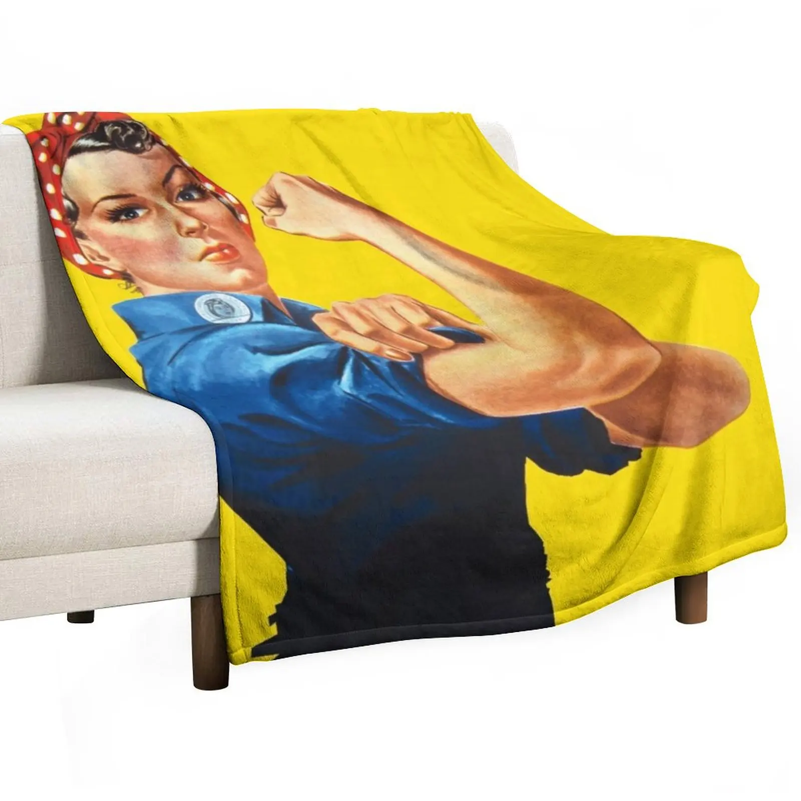 Rosie The Riveter Retro Style design Throw Blanket Soft Cute Plaid Blankets