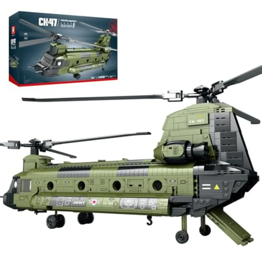 

CH-47 Helicopter Building Set 33031 Army Military Aircraft Model Collectible Airplane Building Toy for Home Office Decor Ideal