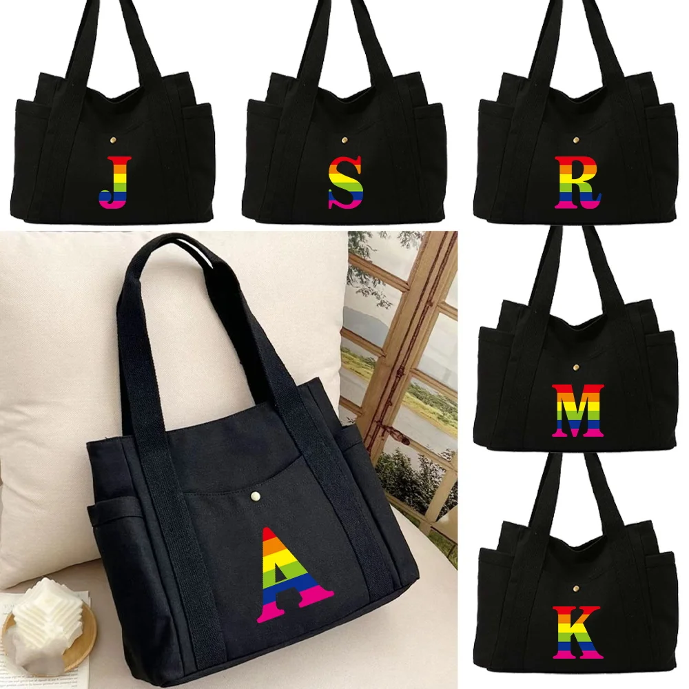 

Модная холщовая сумка радужной серии, складные сумки для покупок, рабочая сумка для поездок на работу, легкая сумка, прочный пакет для хранения