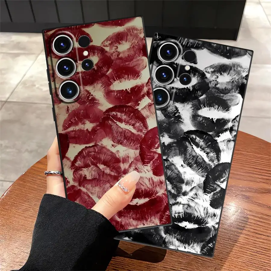 Creativity Lip Print Case for Samsung Galaxy S26 Ultra Note 20 8 9 10 S25 Plus S23 S21 FE S20 Ultra S24 S10 S9 Funda Phone Cover