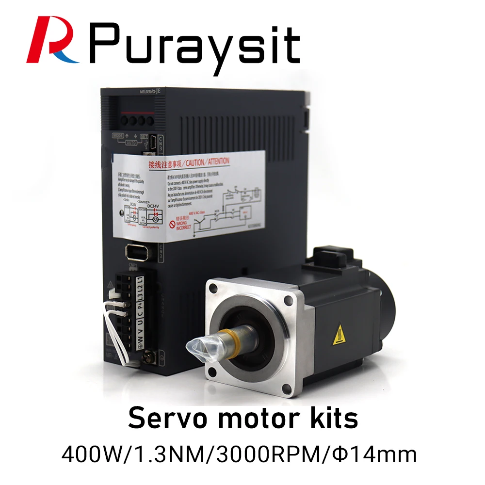 

Puraysit Servo Motor Kits 400W HG-KN43J-S100 MR-JE-40A 1.3NM 3000RPM Dia.19mm with 3M cable