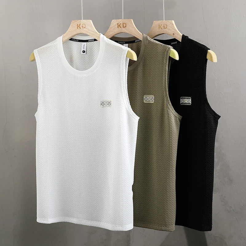 Men's non-stop ice silk vest breathable comfortable quick-drying T-shirt men's casual sports top