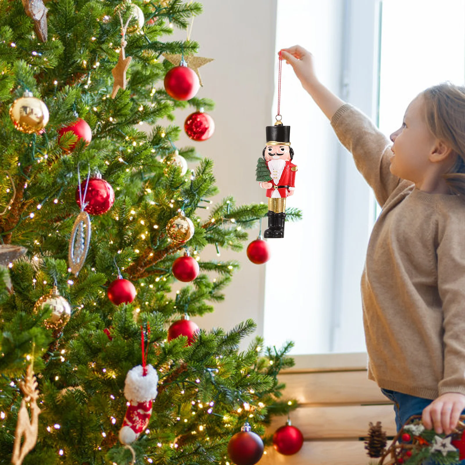 2 Pcs Resin Soldier Pendant Nutcracker Figure Figurine Hanging Decorations Mini Wreath