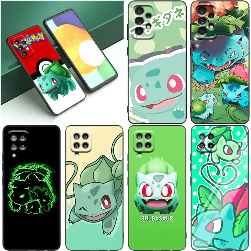 Bulbasaur Pokemon Black Case For Samsung Galaxy A12 A13 A14 A22 A23 A32 A33 A34 A52S A53 A54 A72 A73 5G A24 A04S A50 A51 A70 A71