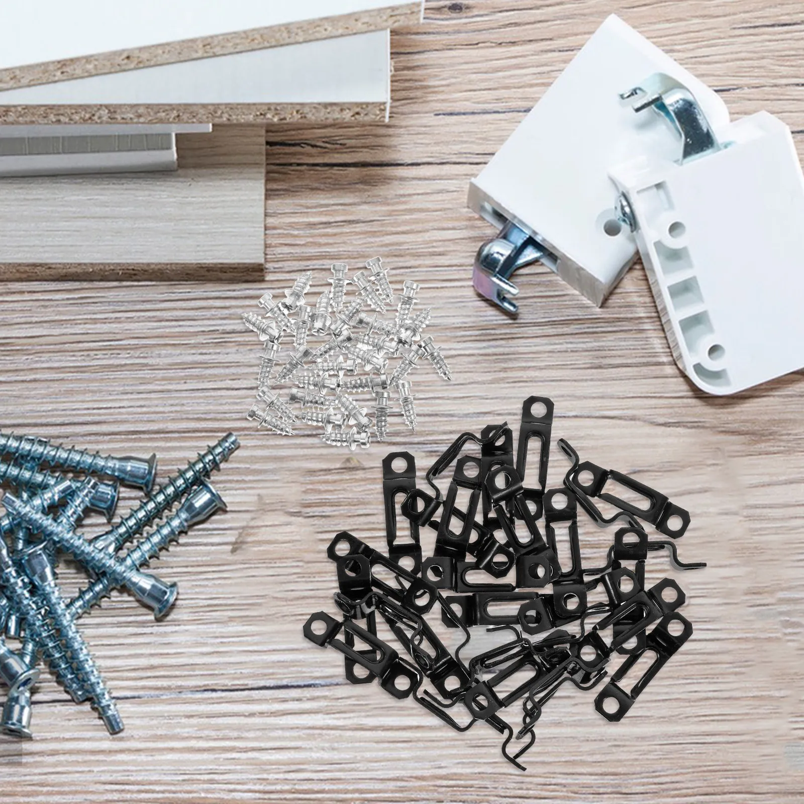 30Pcs Invisible Furniture Connectors 2-in-1 Slide Buckle Fastener Stable Cabinet Wardrobe Sofa Joint Bracket Hardware