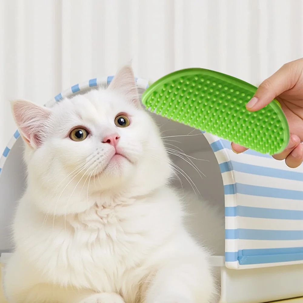 Table Corner Pet Brush - Adjustable Cat Scratcher & Dog/Cat Massage Brush, Double-Sided Grooming Glove for Shedding Removal,