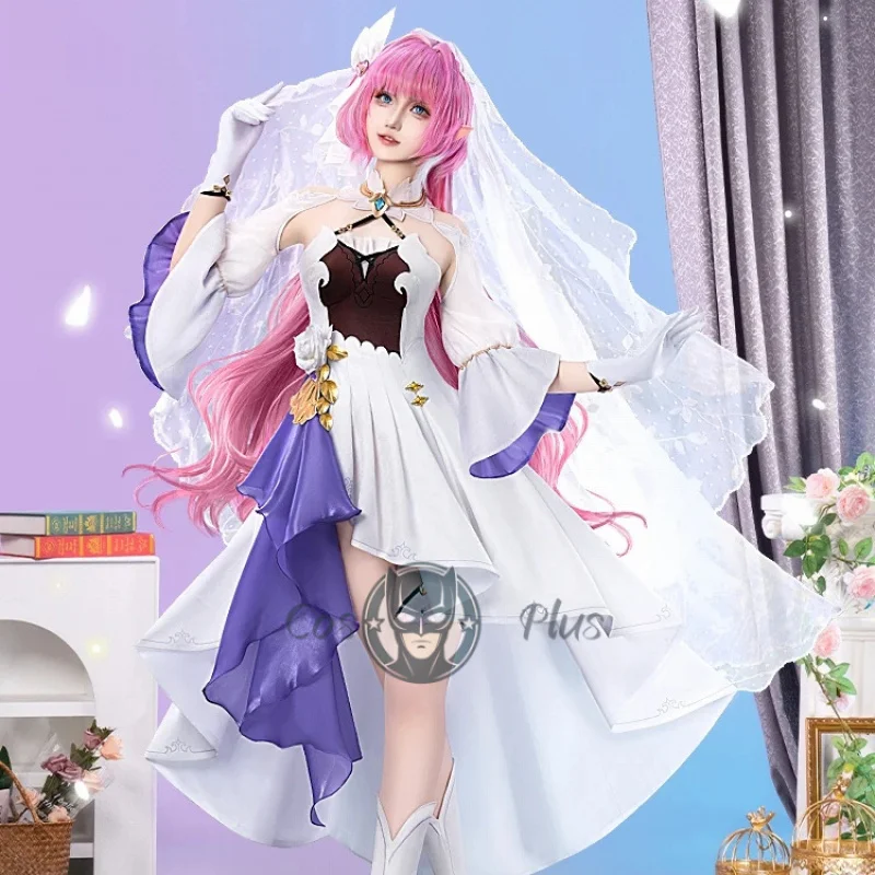 

Anime Game Honkai Impact Elysia‌‌ Cosplay Costume Elegant Slim Fitting Headband Dress Uniform Halloween Carnival Party Suit