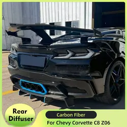 2PCS Rear Bumper Diffuser Spoiler Decoration Trim For Chevrolet Corvette C8 Z06 Coupe 2023 Carbon Fiber Car Rear Diffuser Lip
