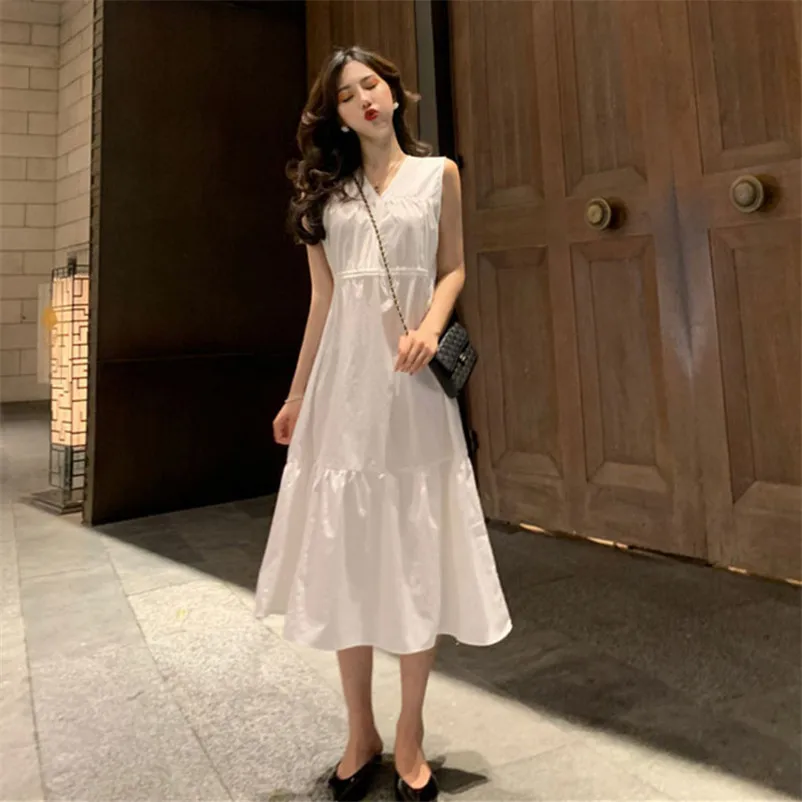 2024 Summer Vintage Cotton Linen Sundress Women V Neck Empire Tank Long Dress Party Vestido Robe 11 Colors