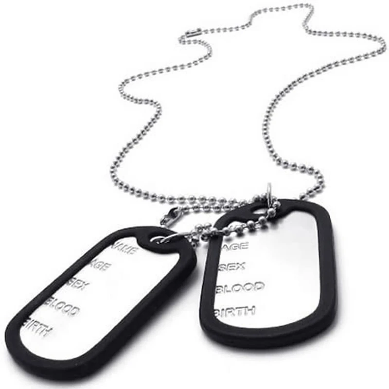 Jewelry Mens Necklace, 2 Tag Style Dog Tag Pendant With 68 Cm Chain