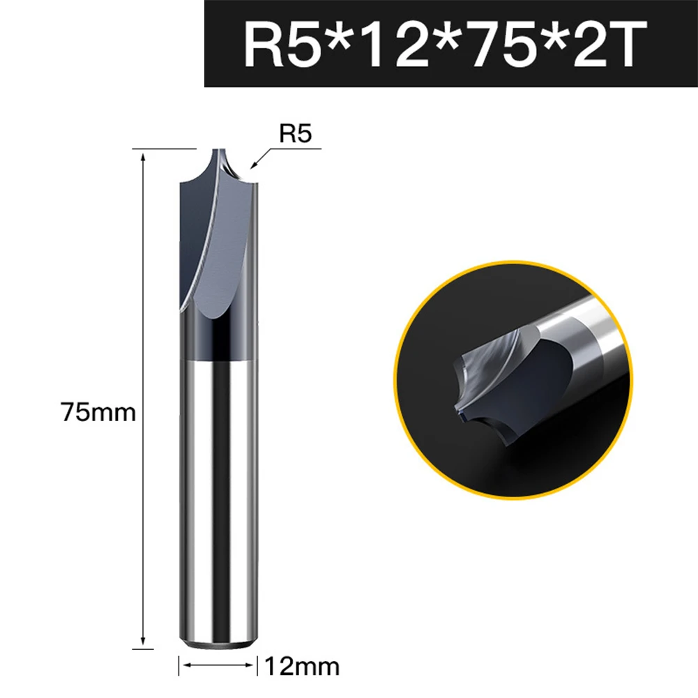 Fresa de extremo redondo de esquina para madera, plástico, Metal, R0.5-R6.0, enrutador de carburo recubierto, accesorios para herramientas eléctricas, 1 unidad