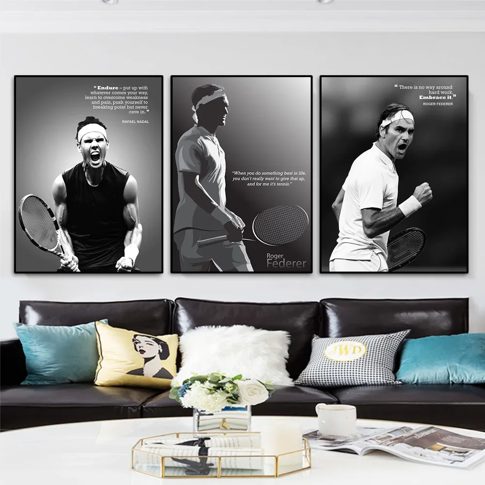 Roger Federer Canvas Poster  Motivational Sports Quote Wall Art for Living Room  Home Decor