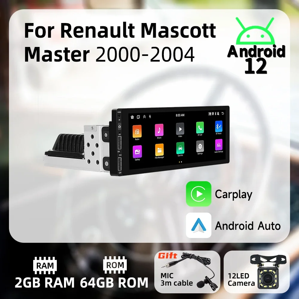 For Renault Mascott Master 2000-2004 6.9 Inch Screen 1 Din Radio Android Car Multimedia Stereo Head Unit Carplay Autoradio GPS