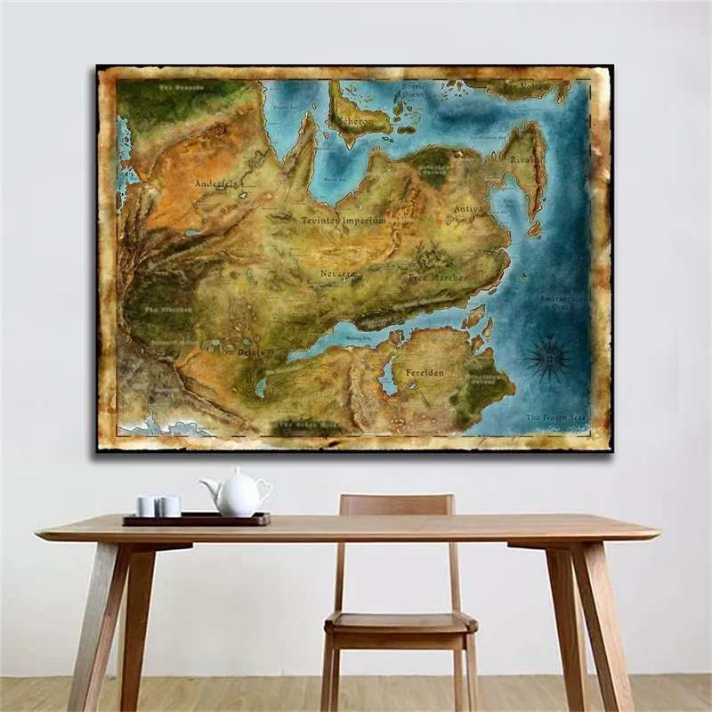 84 * 59 cm Vintage Map Wall Art Poster Retro Canvas Painting Unframed Prints Decorative Pictures Living Room Home Decoration