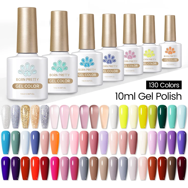 BORN PRETTY Full Coverage Nail Gel Polish Gorgeous Color Semi Permanent Soak Off UV LED Gel Varnish Base Top Coat Manicure