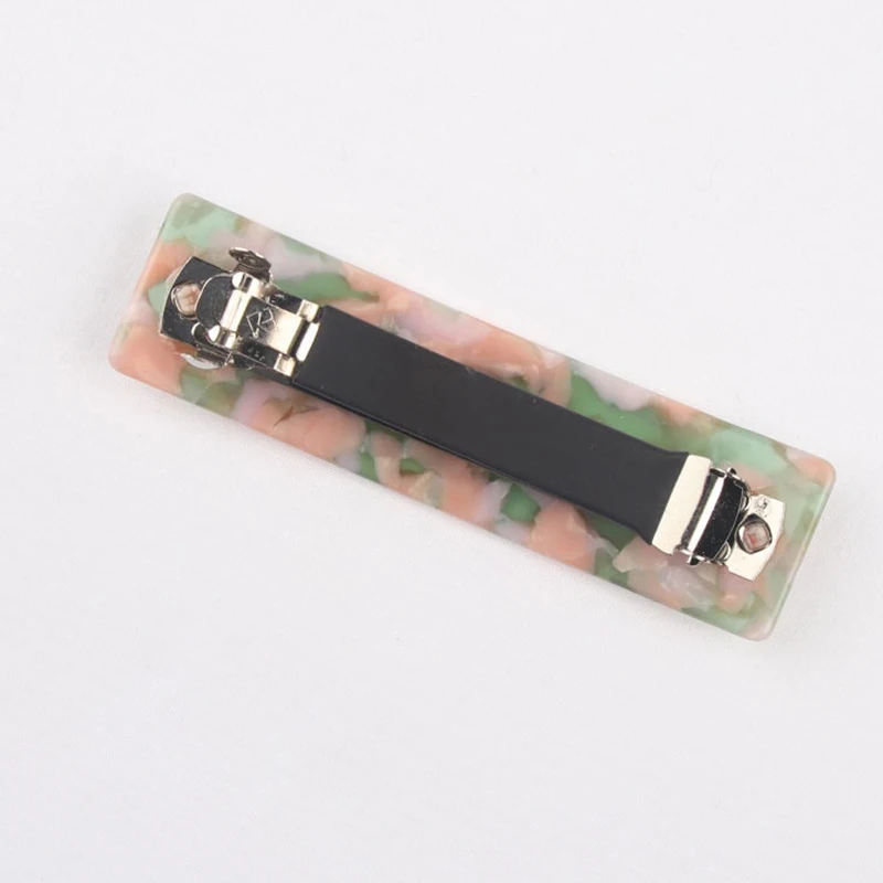 Rectangle Resin Spring Clip Barrette For Women French Marble Print Hairpins Side Clip Shiny Acetate Hair Clip Hair Accessories